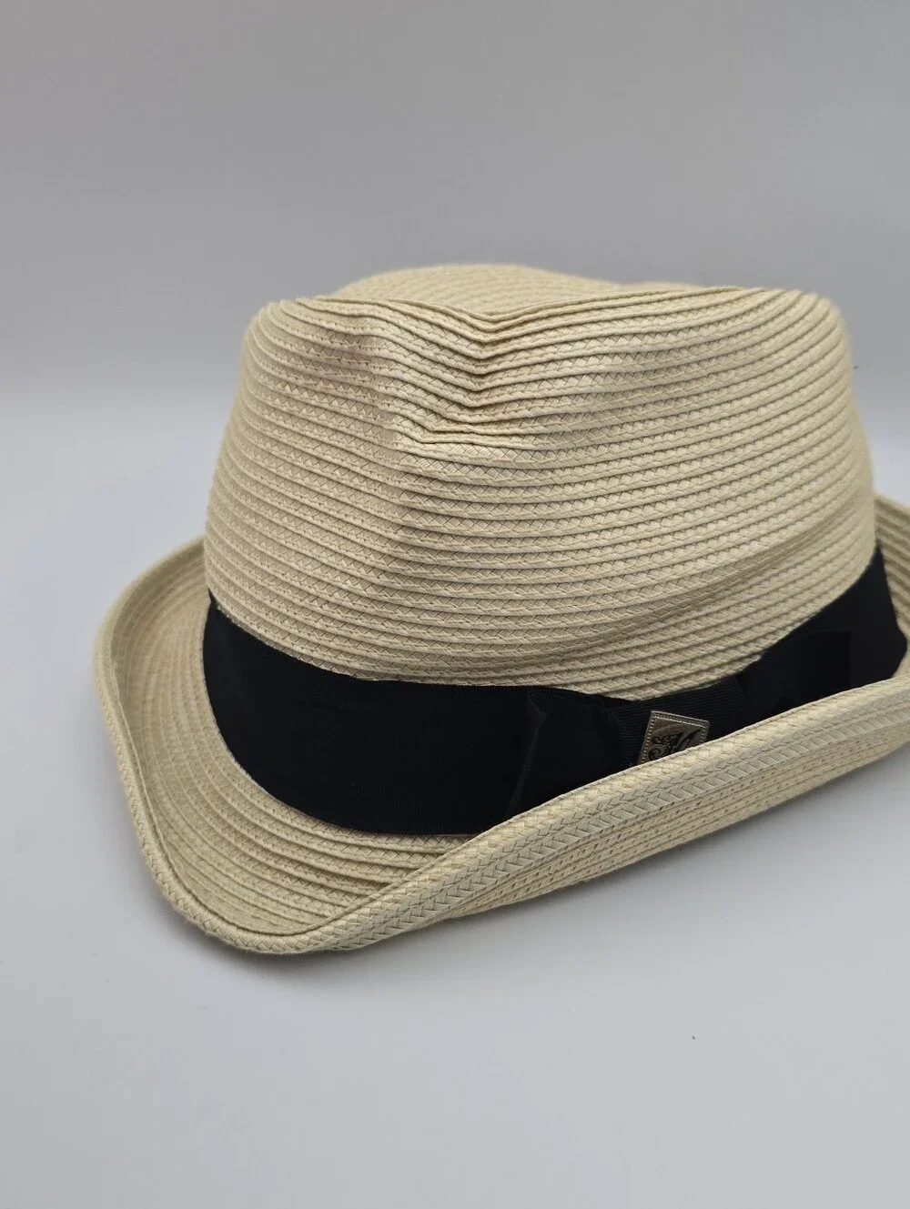 Milani Straw Tan Trilby Fedora Hat Size M-L